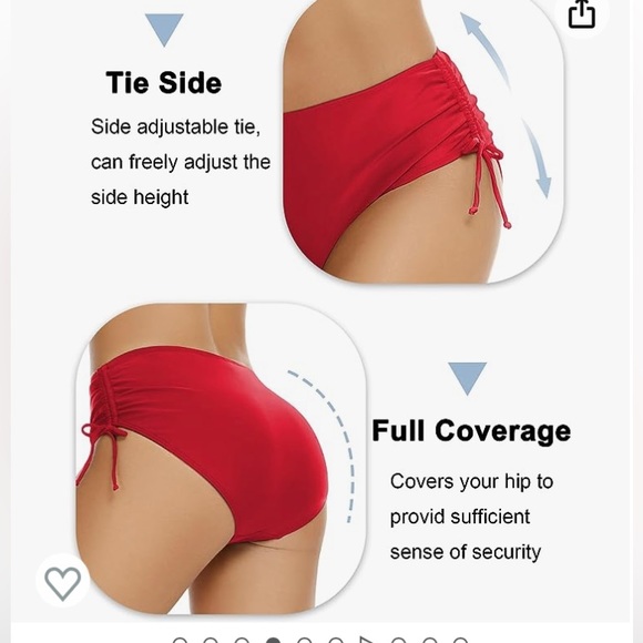 Bonneuitbebe Red Ruched Bikini Bottom Size M NWT - Picture 5 of 9